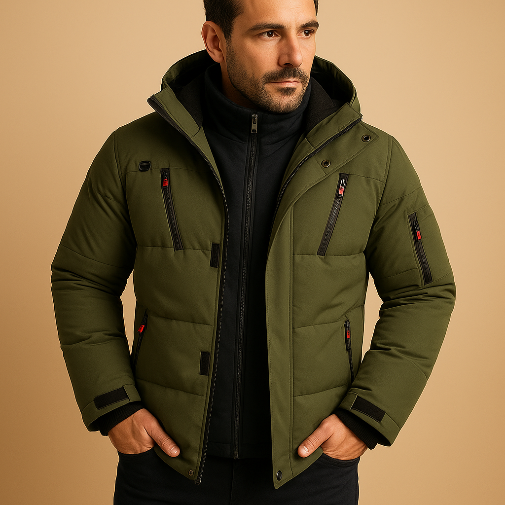 Heren Hooded Winterjas – Heavy-Duty, Waterafstotend, Casual voor Koude Dagen
