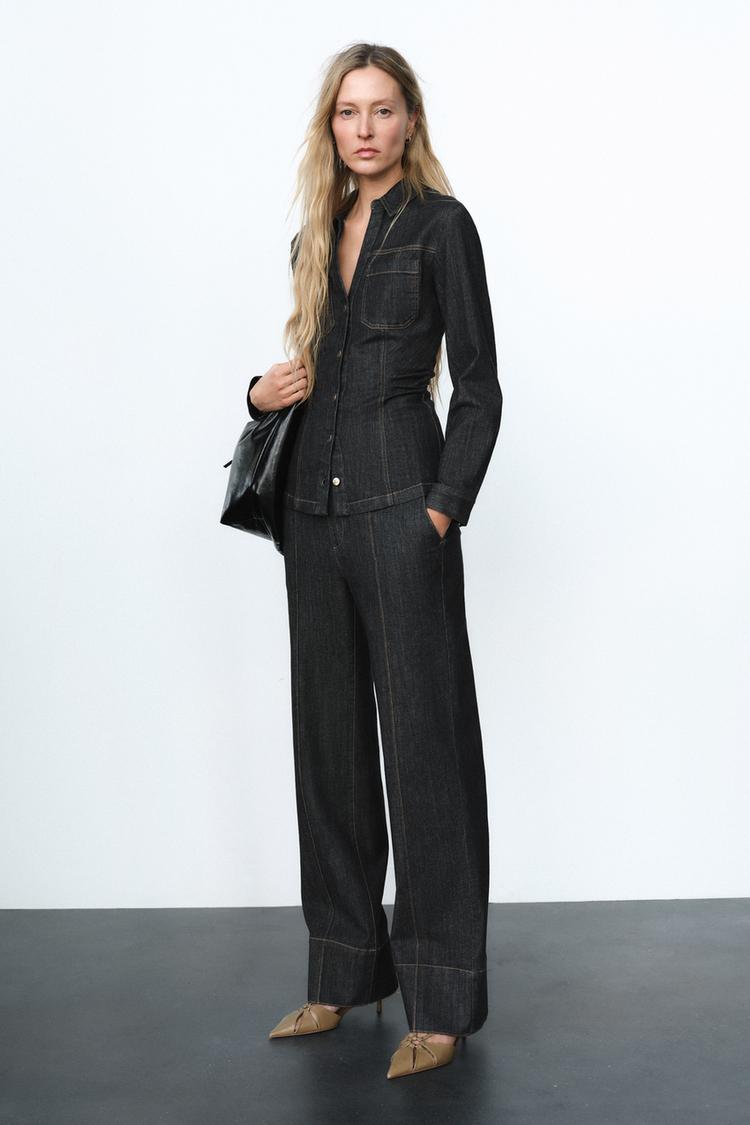 Sascha Denim Set | Dames Set met Getailleerde Top en Matchende Broek