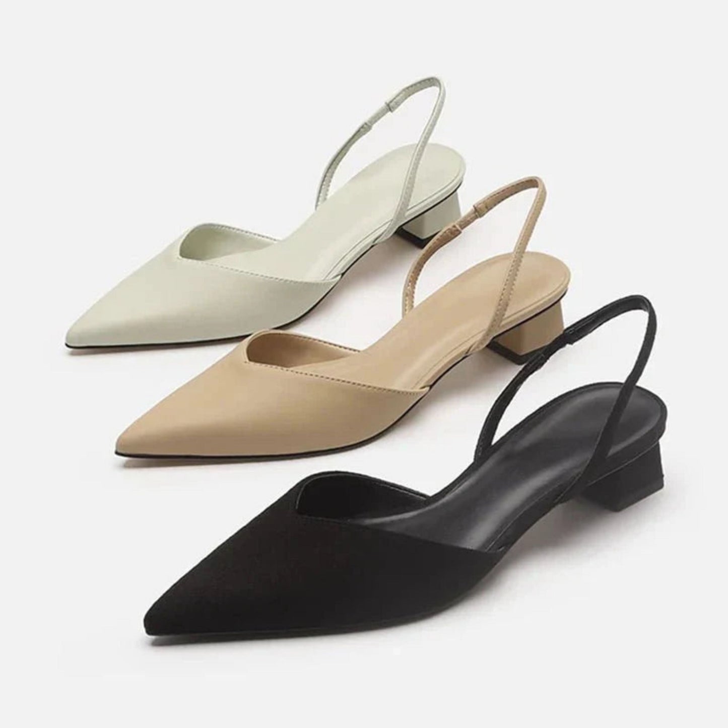 Oussama | Dames slingback pumps met lage hak en spitse neus