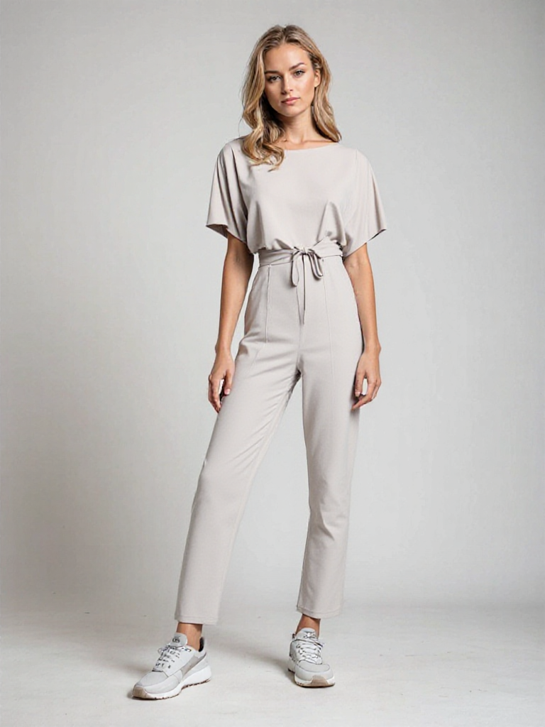 Willa | Jumpsuit Dames – Elegante Korte Mouwen Jumpsuit met Ceintuur voor Comfort en Stijl