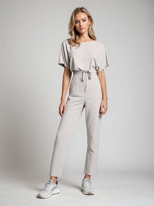 Willa | Jumpsuit Dames – Elegante Korte Mouwen Jumpsuit met Ceintuur voor Comfort en Stijl