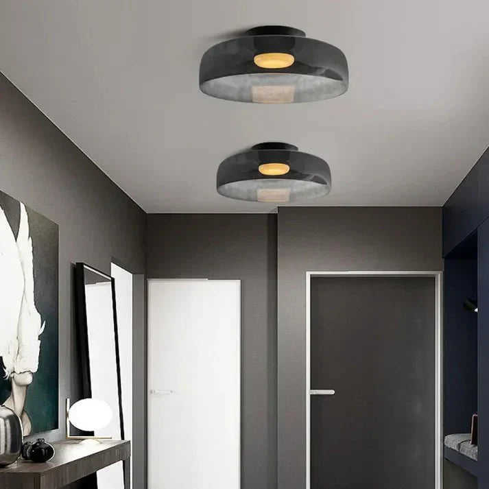 Glazen Plafondlamp – Transparant, Scandinavisch Design met Driekleuren LED voor Woonkamer of Eetkamer