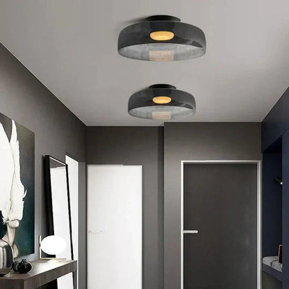 Glazen Plafondlamp – Transparant, Scandinavisch Design met Driekleuren LED voor Woonkamer of Eetkamer