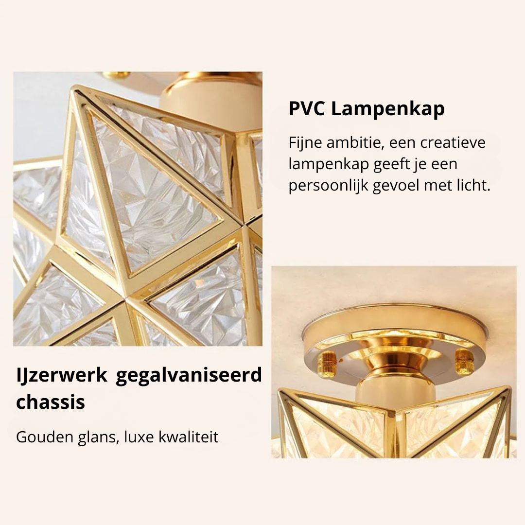 Stervorm Plafondlamp – Goud, Modern Design voor Hal, Eetkamer of Slaapkamer