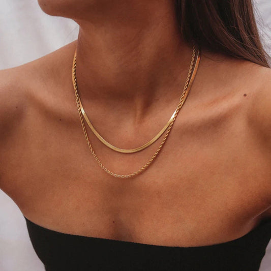 Gelaagde 18K Gouden Ketting | Dames ketting met dubbele schakel en tijdloze luxe