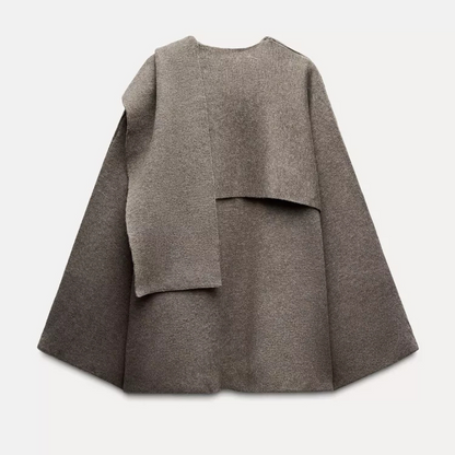 ELIF Cape Coat | Trendy Dames Cape met Asymmetrisch Design en Zachte Stof