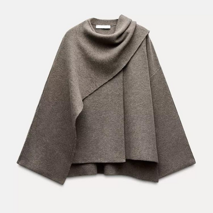 ELIF Cape Coat | Trendy Dames Cape met Asymmetrisch Design en Zachte Stof