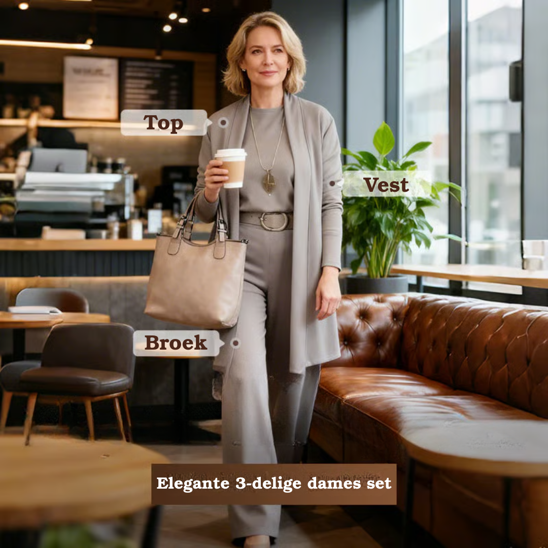 Dames Drie-delige Set – Elegante Pasvorm, Geschikt voor Casual en Avondkleding
