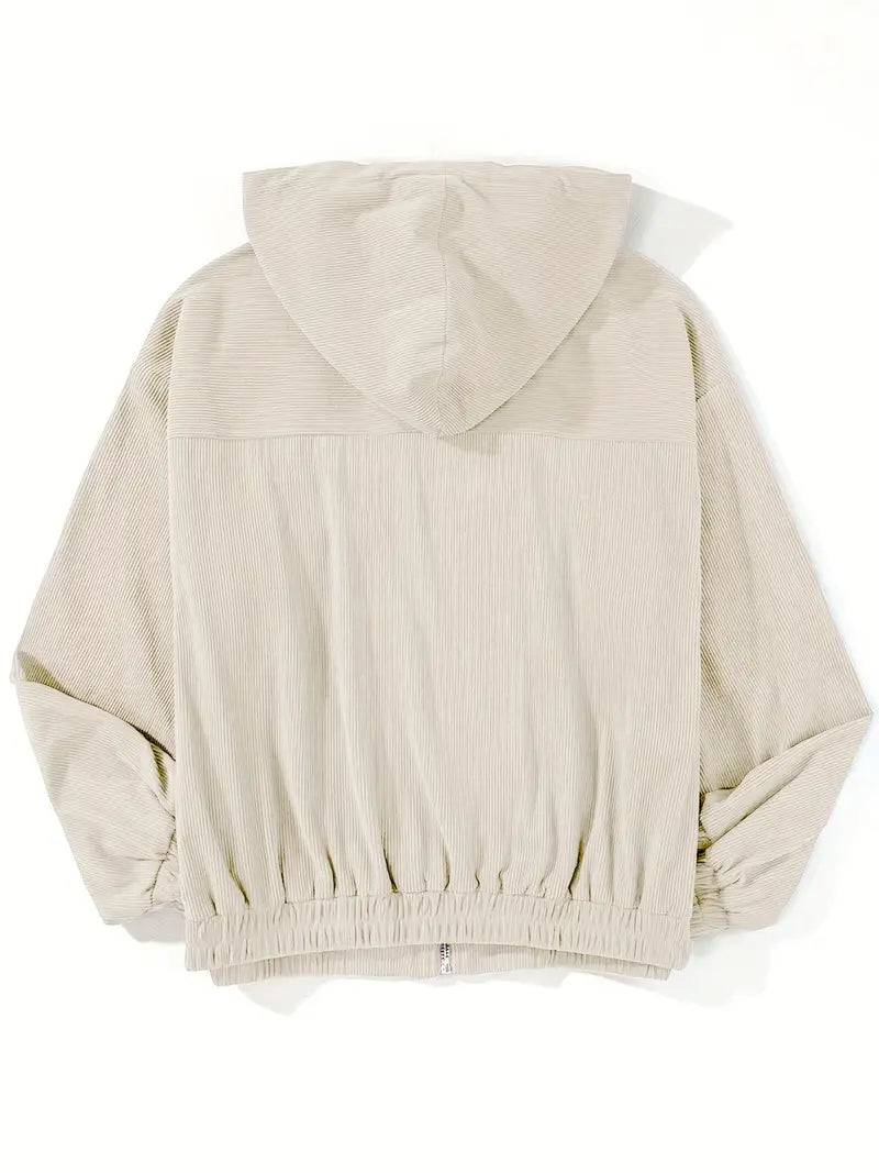 Corduroy Jacket | Dames jas van ribstof met ritssluiting en rechte pasvorm