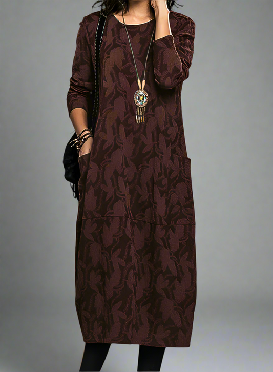 Dames Lange Winter Jurk – Elegant Design, Met Zakken