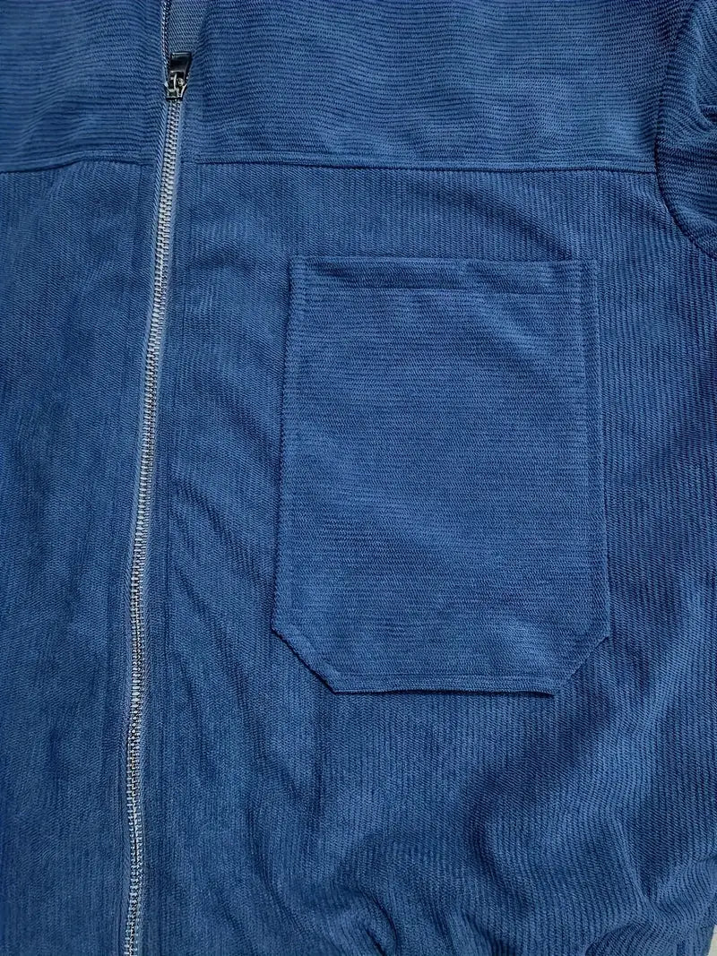 Corduroy Jacket | Dames jas van ribstof met ritssluiting en rechte pasvorm