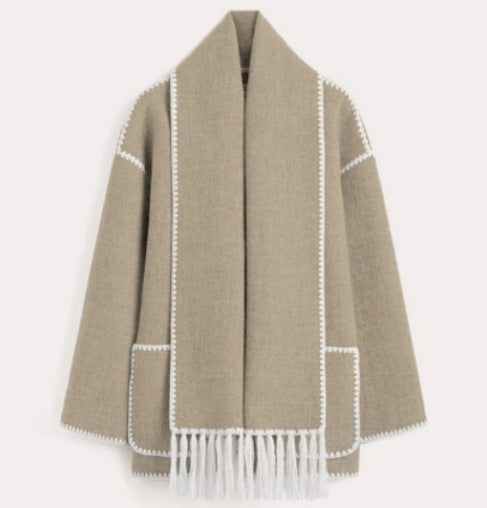 Georgina Scarf Coat | Dames jas met geïntegreerde sjaal en elegante pasvorm