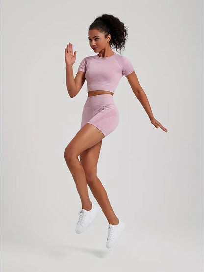 Marielle | Dames Gym Set – High-Waist Legging, Cropped Top, Shaping en Bil-Lift Effect