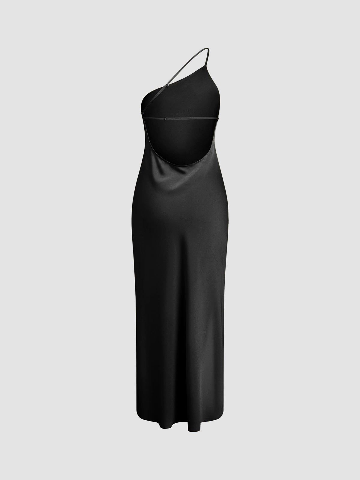 Anne | Zijdezachte One-Shoulder Slip Dress Dames – Midi Jurk met Satijnlook en Splitdetail