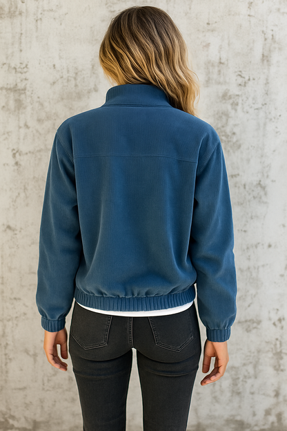 Corduroy Jacket | Dames jas van ribstof met ritssluiting en rechte pasvorm
