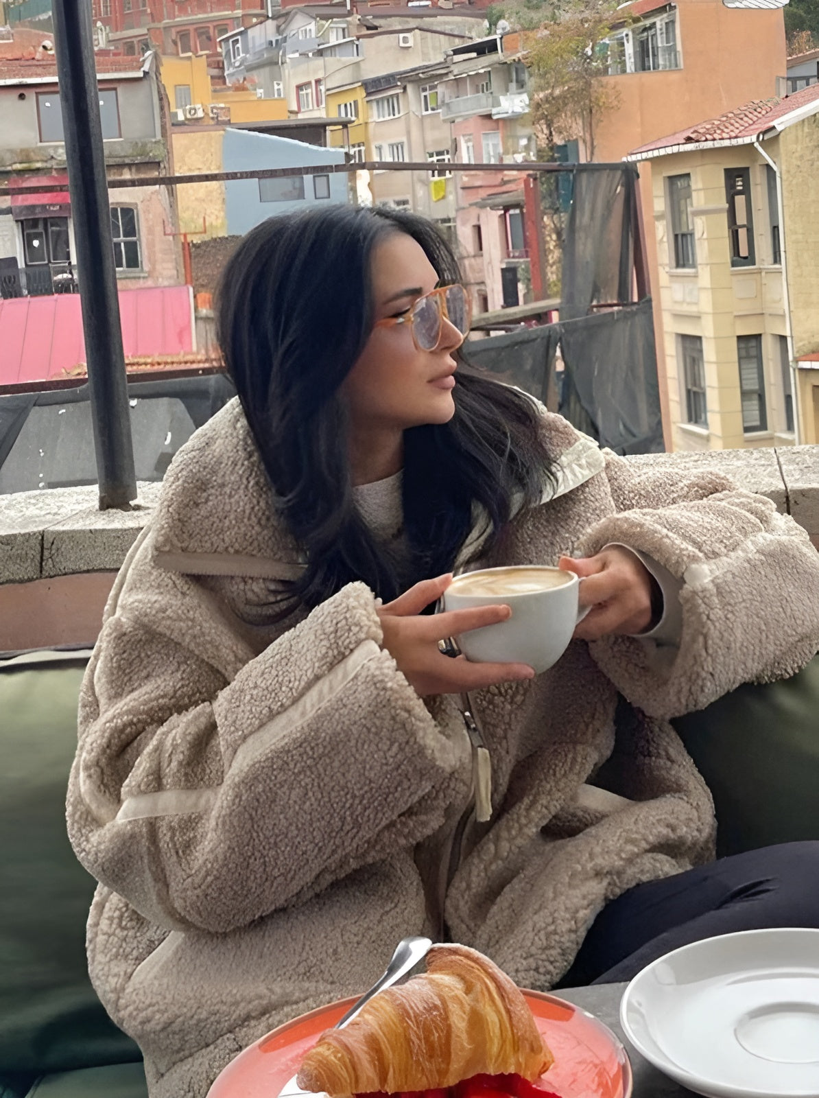 Rose Fleece Jack | Dames oversized teddy jas met ritssluiting