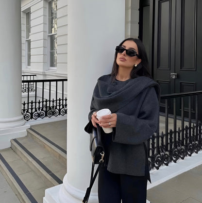 ELIF Cape Coat | Trendy Dames Cape met Asymmetrisch Design en Zachte Stof