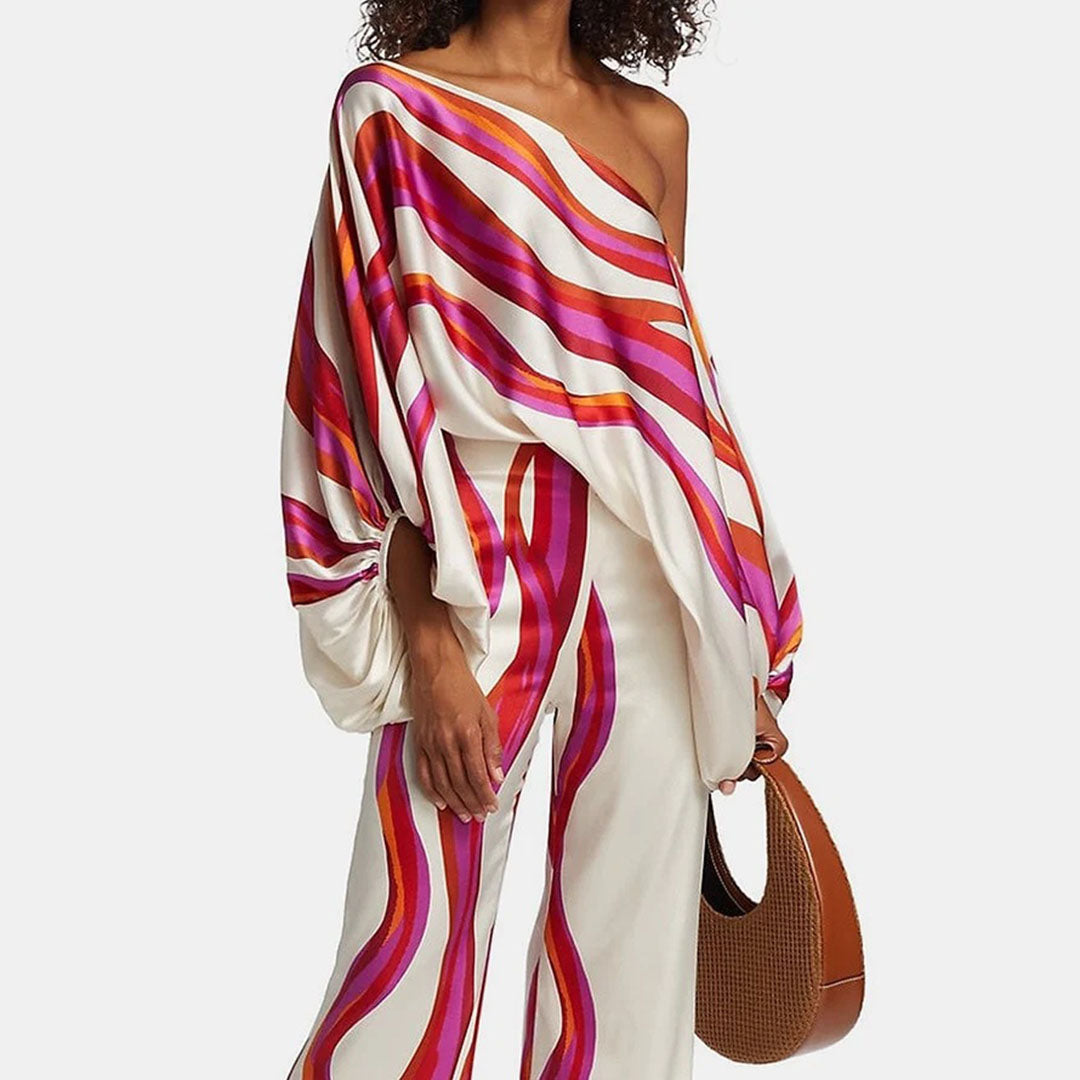 Paola | Satijnen Tweedelige Set Dames – met Glanzende Afwerking en Flatterende Pasvorm