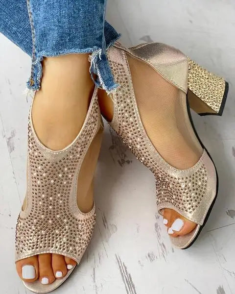 Carmen | Dames Sandalen met Stiletto Hak en Kristallen – Elegante Avondmode met Verstelbare Enkelband