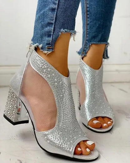 Carmen | Dames Sandalen met Stiletto Hak en Kristallen – Elegante Avondmode met Verstelbare Enkelband