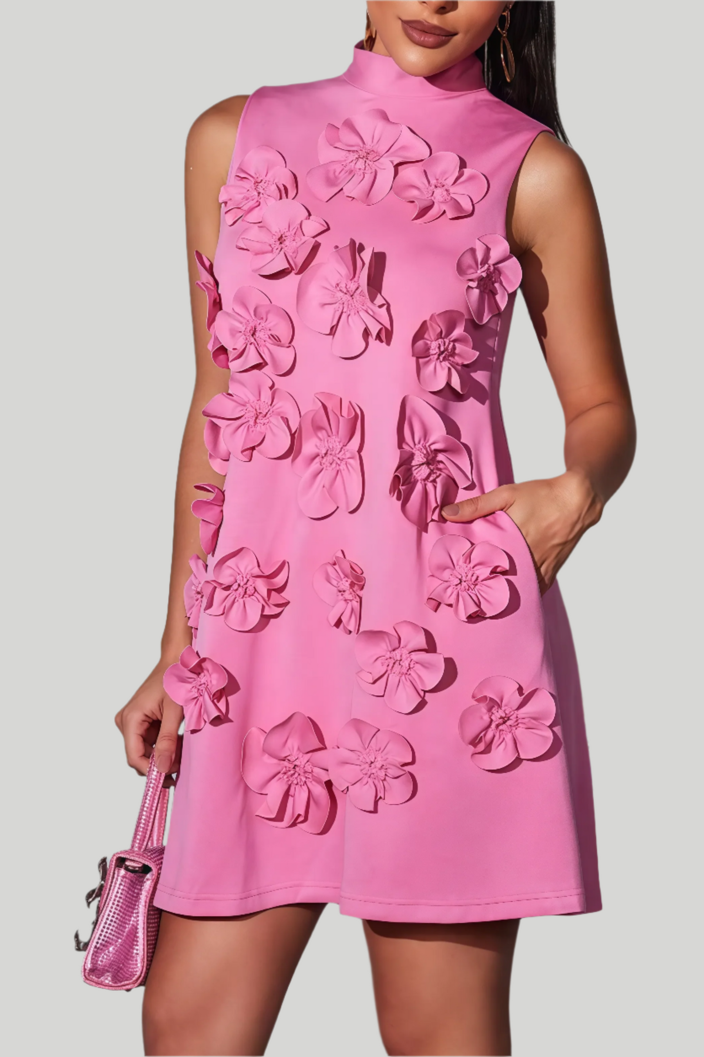 Barbera | Dames Mouwloze Mini Jurk met Vrolijke Bloemenprint