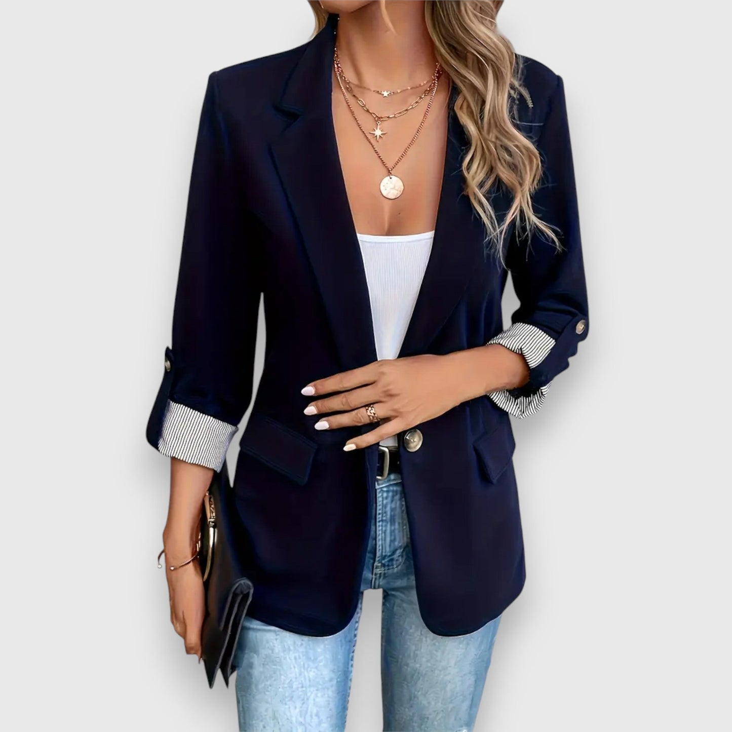 Tine | Dames Blazer – Getailleerde Pasvorm, Enkelrijig, Klassieke Revers, Veelzijdig Design