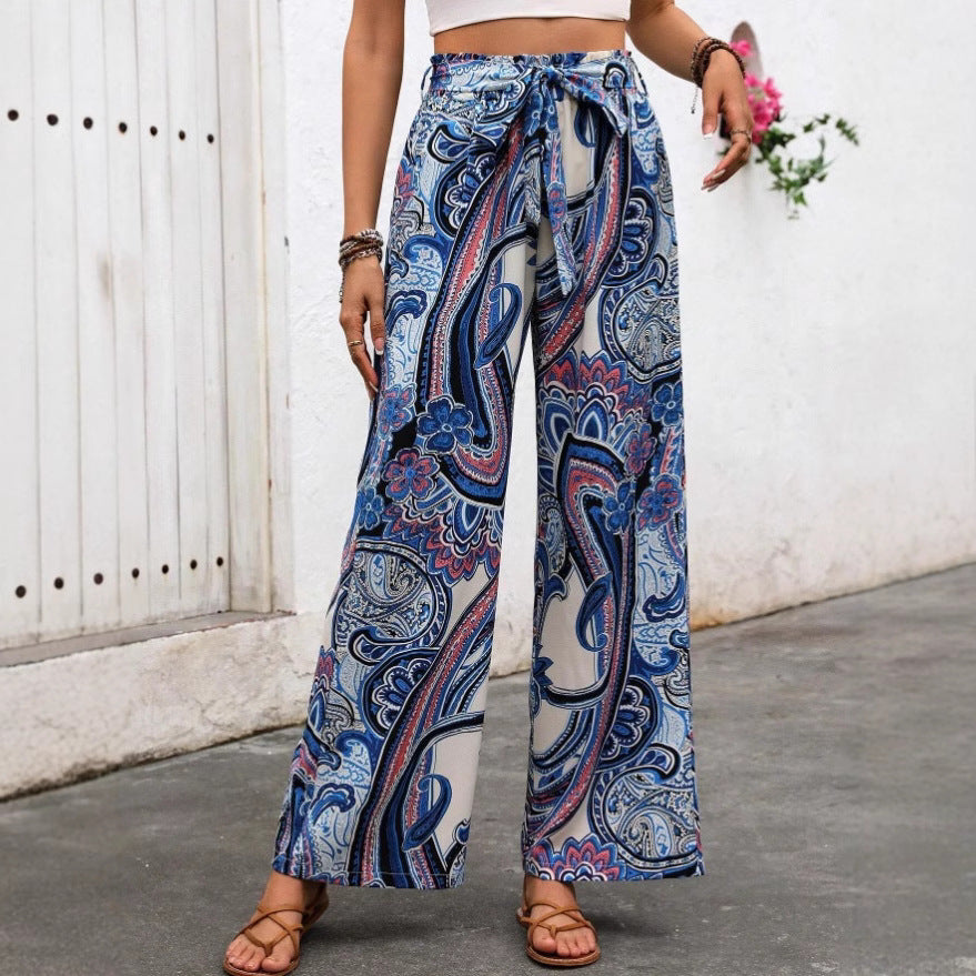 Celina | Dames Broek met Wijde Pijpen – Bohemian Print, Hoge Taille & Ademend Comfort voor Zomer en Vakantie