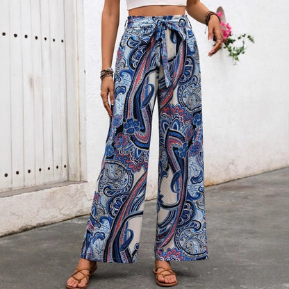 Celina | Dames Broek met Wijde Pijpen – Bohemian Print, Hoge Taille & Ademend Comfort voor Zomer en Vakantie