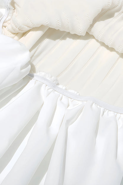 Belle | Dames Geplooide Mini Jurk met Uitlopende Mouwen voor een Elegante Look