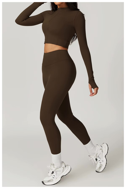 Tammy Sport Set | Dames 3-delige sportoutfit met high-waist legging, sport-bh en cropped jack