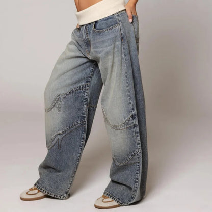 Dames Baggy Wide-Leg Jeans – Denim, Losse Fit voor Casual Streetwear