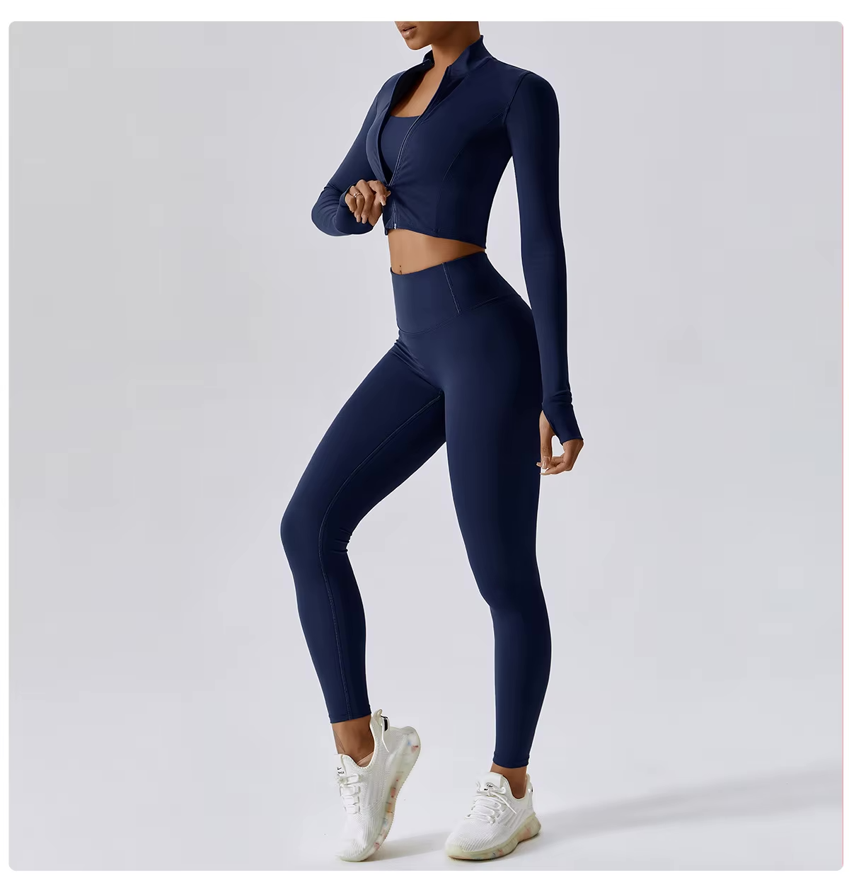 Tammy Sport Set | Dames 3-delige sportoutfit met high-waist legging, sport-bh en cropped jack