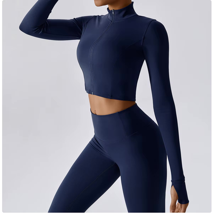 Tammy Sport Set | Dames 3-delige sportoutfit met high-waist legging, sport-bh en cropped jack