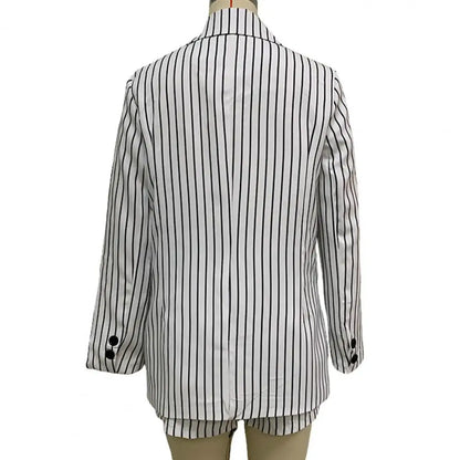 Nicolette | Dames Blazer en Short Set – Gestreept – Oversized Fit – Hoge Taille