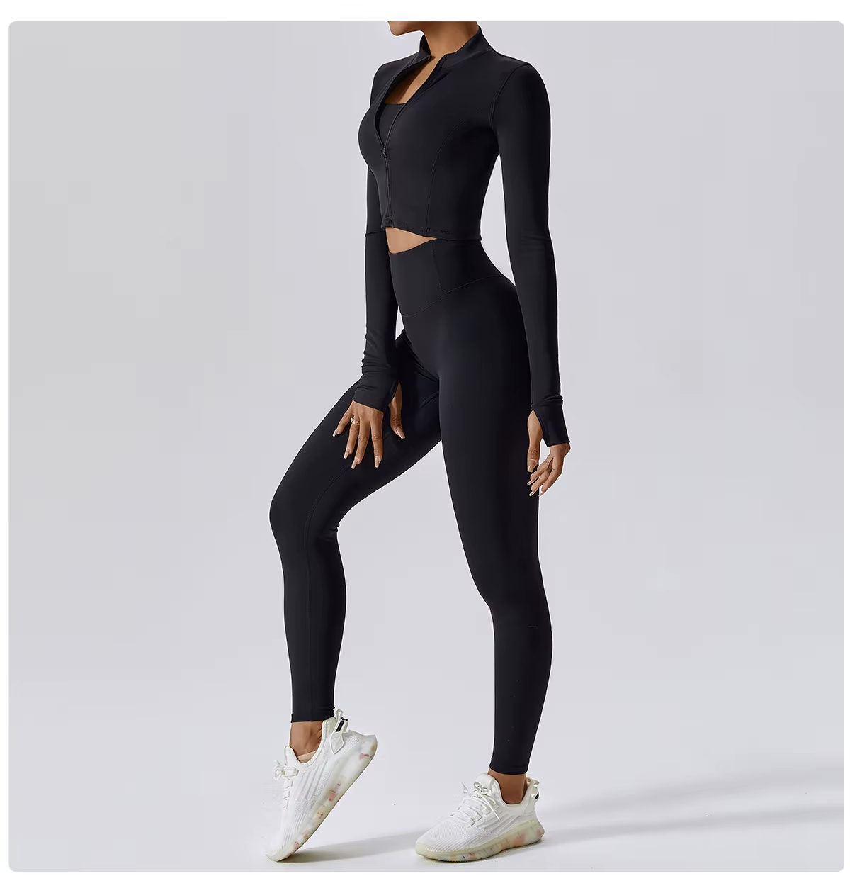 Tammy Sport Set | Dames 3-delige sportoutfit met high-waist legging, sport-bh en cropped jack