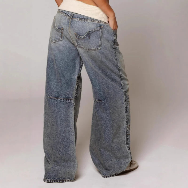 Dames Baggy Wide-Leg Jeans – Denim, Losse Fit voor Casual Streetwear