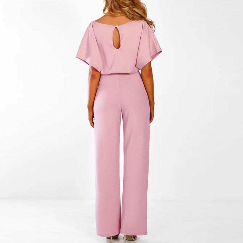 Willa | Jumpsuit Dames – Elegante Korte Mouwen Jumpsuit met Ceintuur voor Comfort en Stijl