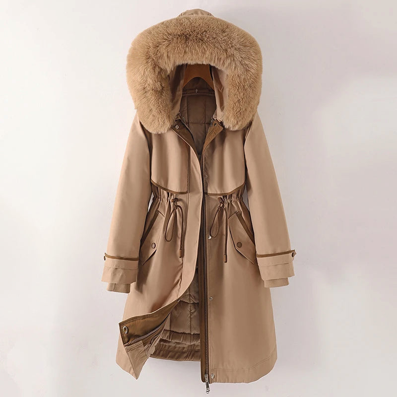 Dames Lange Parka Jas – Faux Fur Trim, Waterafstotend, Casual voor Koudere Dagen