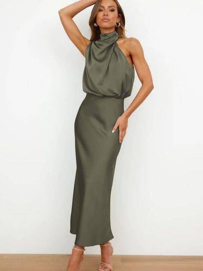 Amara | Cocktailjurk Dames – Off-Shoulder Maxi Jurk in Satijnlook voor Avondgelegenheden