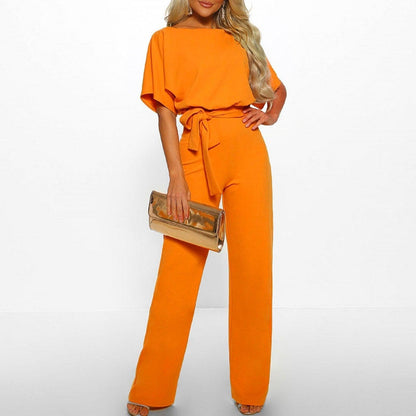 Willa | Jumpsuit Dames – Elegante Korte Mouwen Jumpsuit met Ceintuur voor Comfort en Stijl