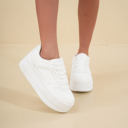 Qiana | Sneakers Dames – Witte Plateau Sneakers met Comfortabele Pasvorm en Trendy Design