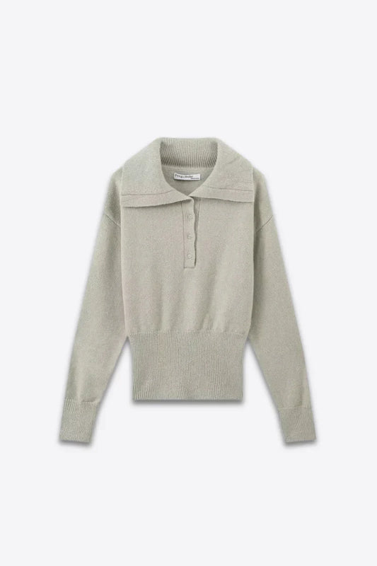 Danique Gebreide Trui | Dames Trui met Brede Kraag en Subtiele Knoopsluiting