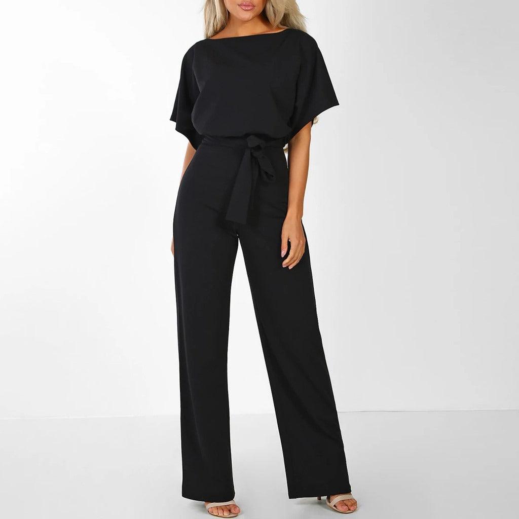 Willa | Jumpsuit Dames – Elegante Korte Mouwen Jumpsuit met Ceintuur voor Comfort en Stijl