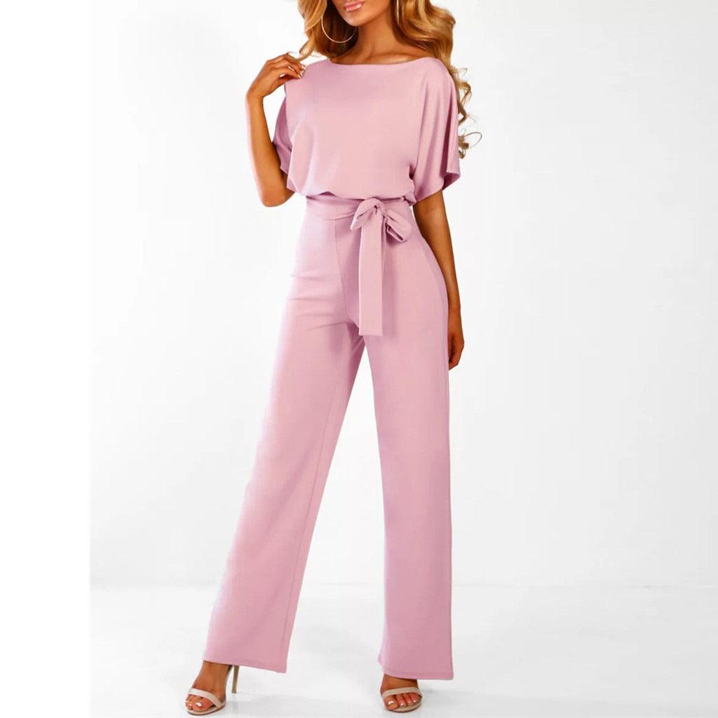 Willa | Jumpsuit Dames – Elegante Korte Mouwen Jumpsuit met Ceintuur voor Comfort en Stijl