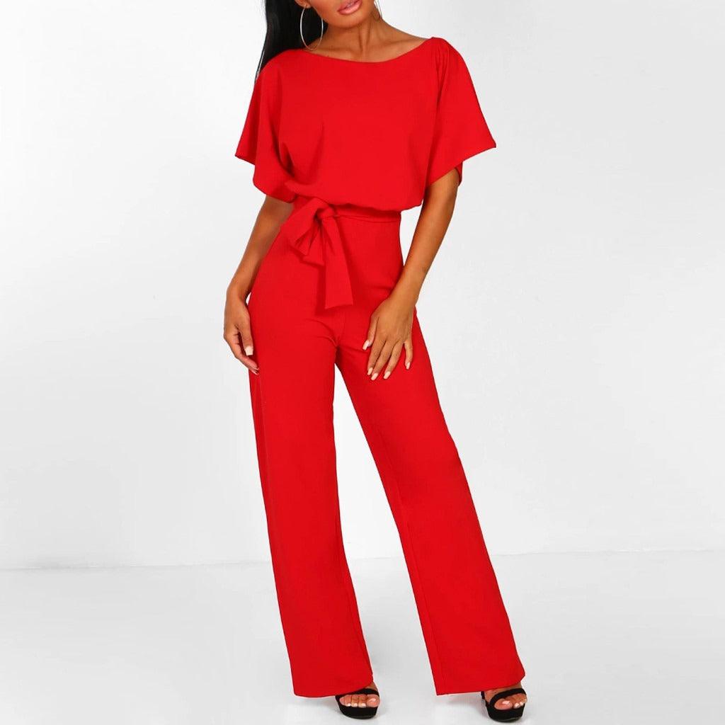 Willa | Jumpsuit Dames – Elegante Korte Mouwen Jumpsuit met Ceintuur voor Comfort en Stijl