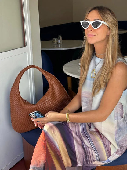 NOLA Everyday Bag | Trendy gevlochten Dames Tas van Vegan Leer met Ruime Indeling