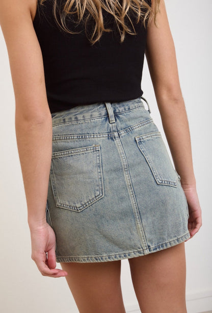 Elodie | Dames Cargo Skort – Trendy Washed Denim met Stoere Streetstyle Vibe