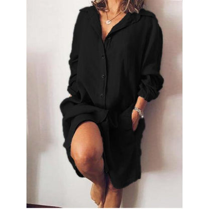 Marlene Blouse | Dames blouse met lange rechte snit van ademend linnen voor veelzijdige zomerstijl