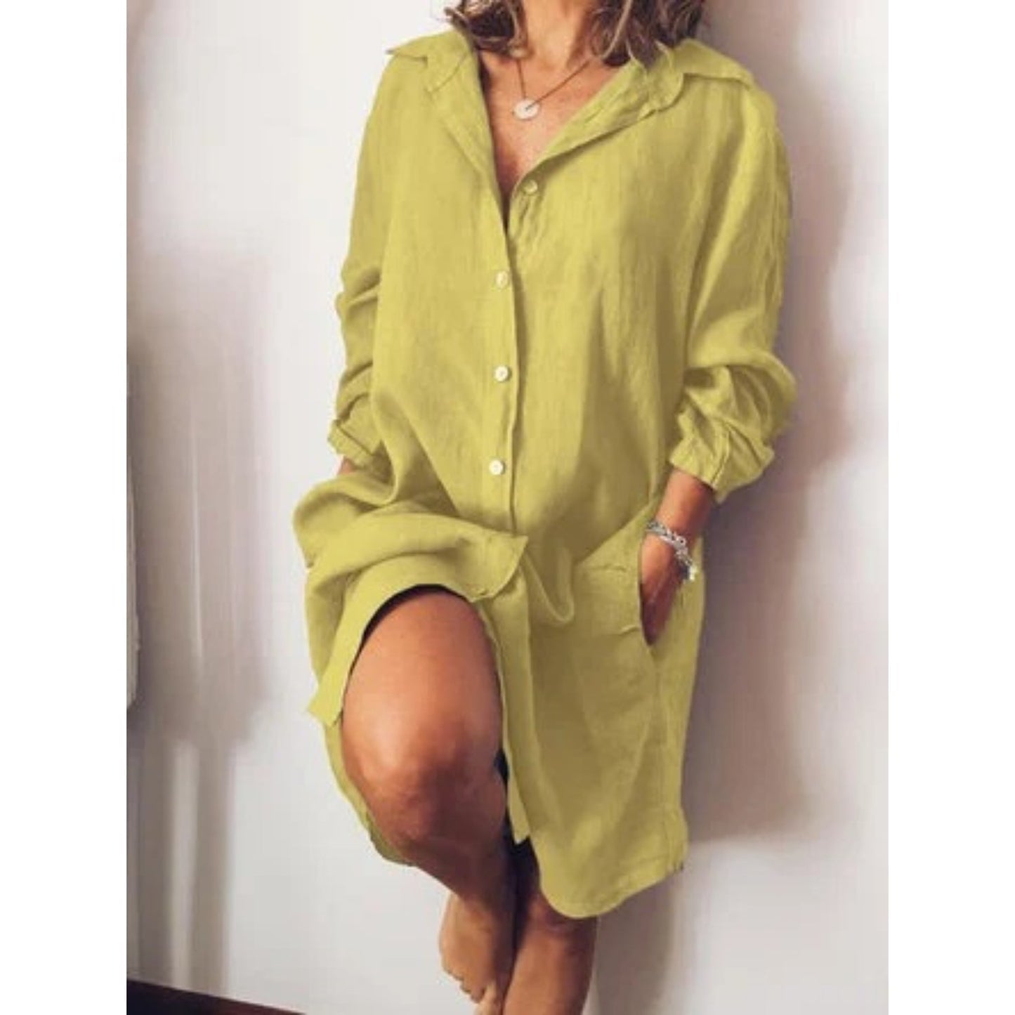 Marlene Blouse | Dames blouse met lange rechte snit van ademend linnen voor veelzijdige zomerstijl