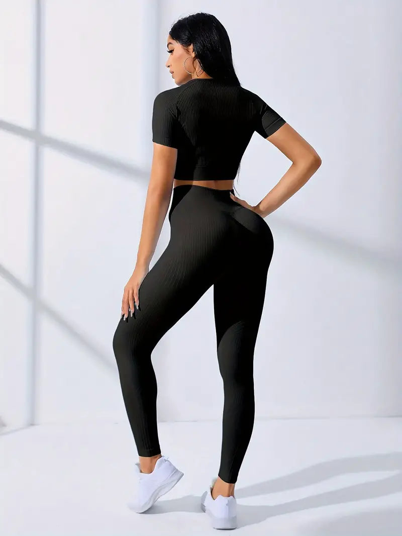 Mariel | Dames Gym Set – Cropped Top, High-Waist Legging, Bil-Lift & Shaping Effect